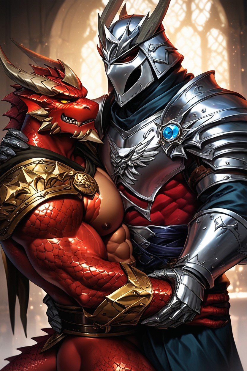 Nsfw, Fernando A White Medieval Knight, With Some Black Scales As A Beard ゲイAIポルノ