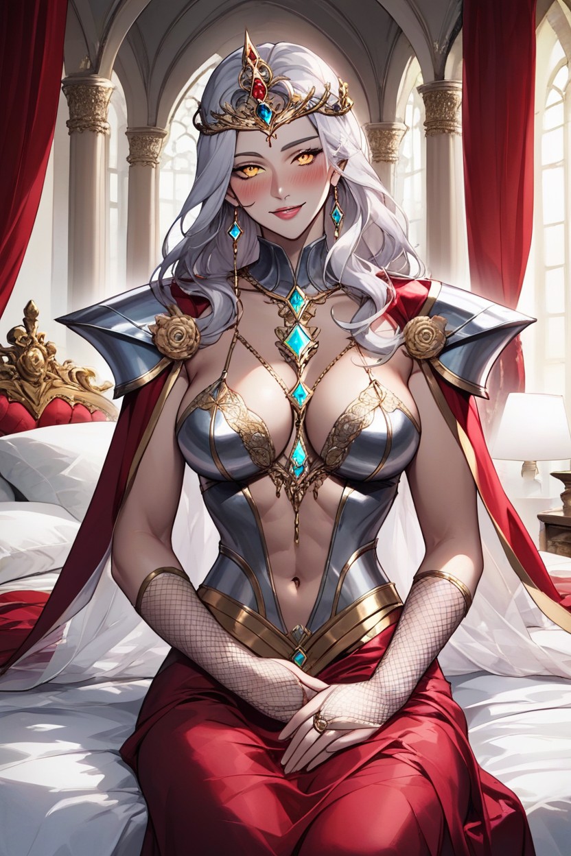 Warm Smiles, Red Velvet Curtains, Plush Fur Rugs Hentai AI Porn