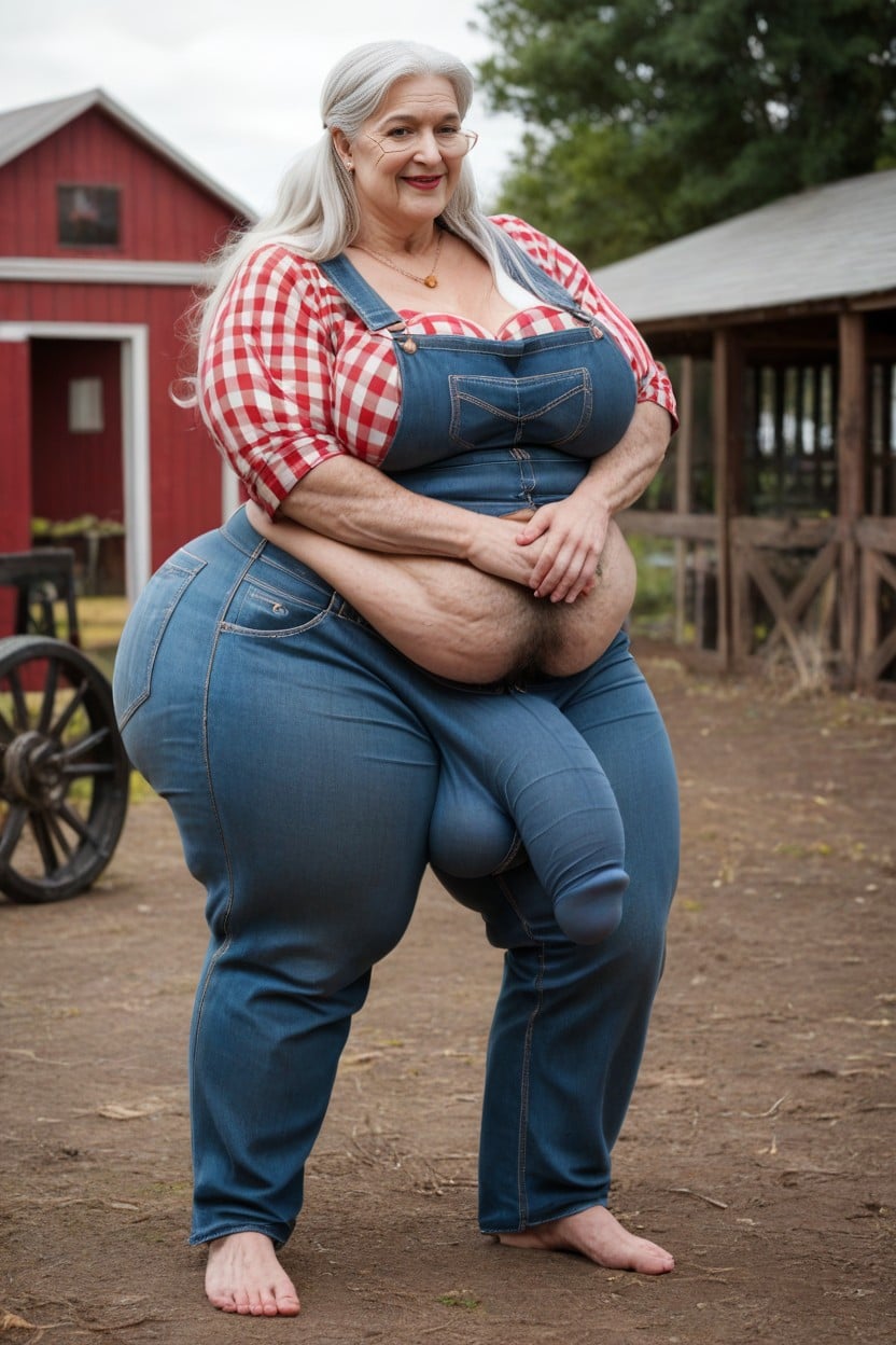 Standing On Farmland Property, Giant Grandma, Standing AI Porn