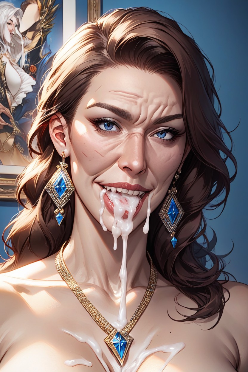 Cheeky Smile, Gold Bracelet, Close Up Mouth AI Porn