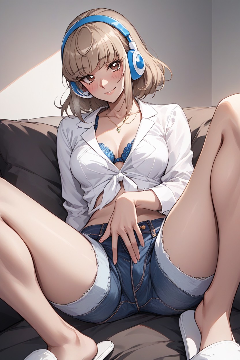 Small Breasts, Bob Haircut With Bangs Hairstyle, Solo Hentai AI Porn