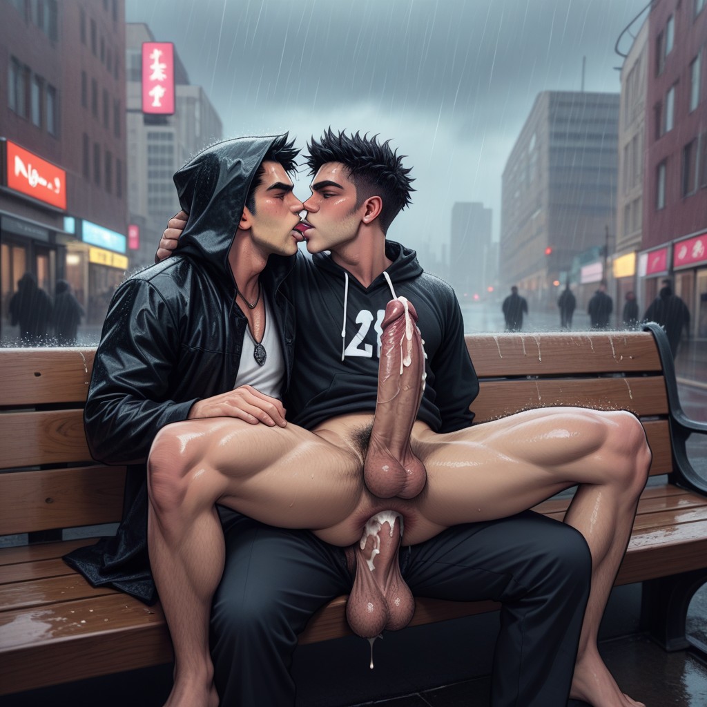 Creampie, Pale Skin, Bench AI Gay Porn