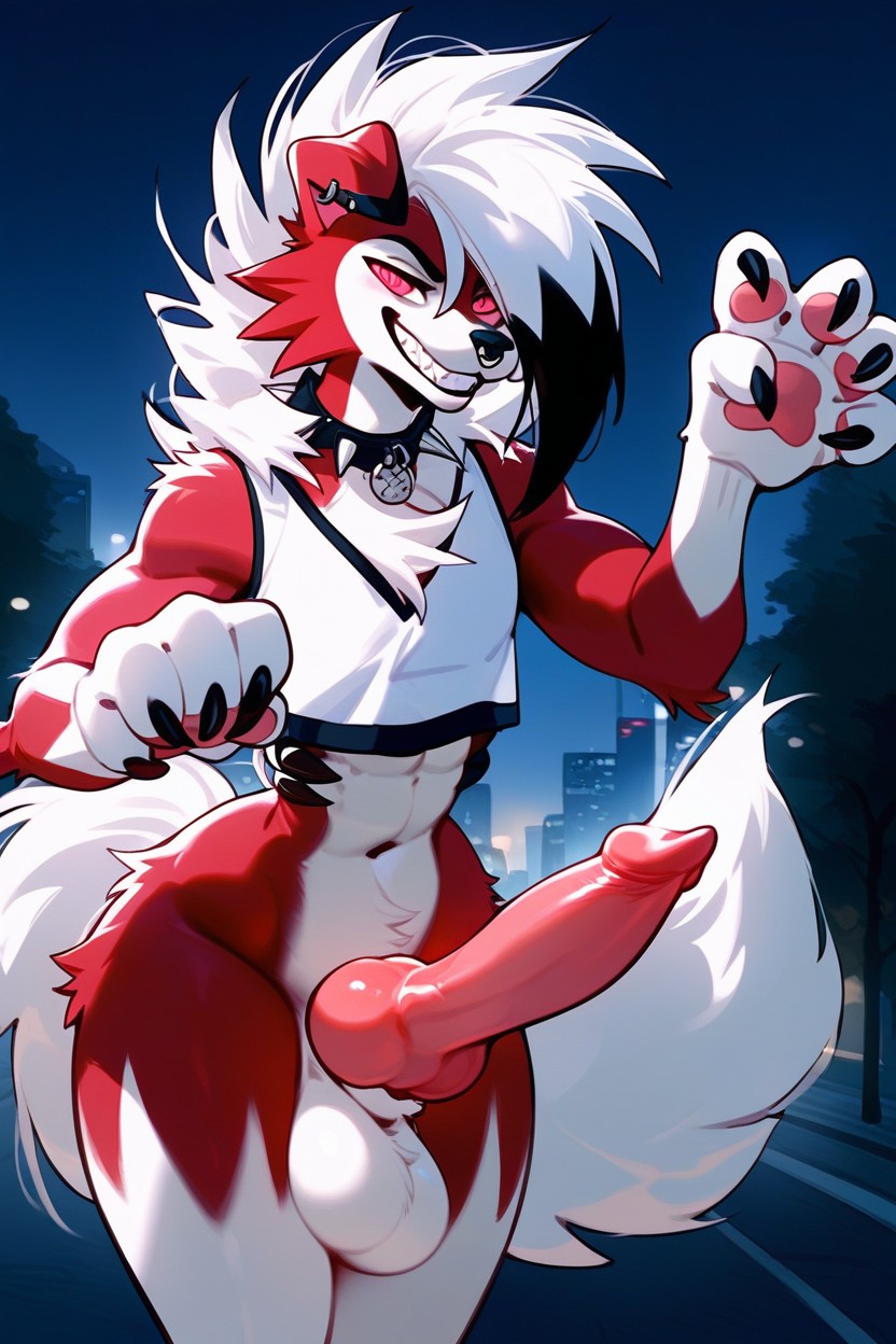 Spiky Hair, Big Fluffy Tail, White Stomach Furry AI Porn