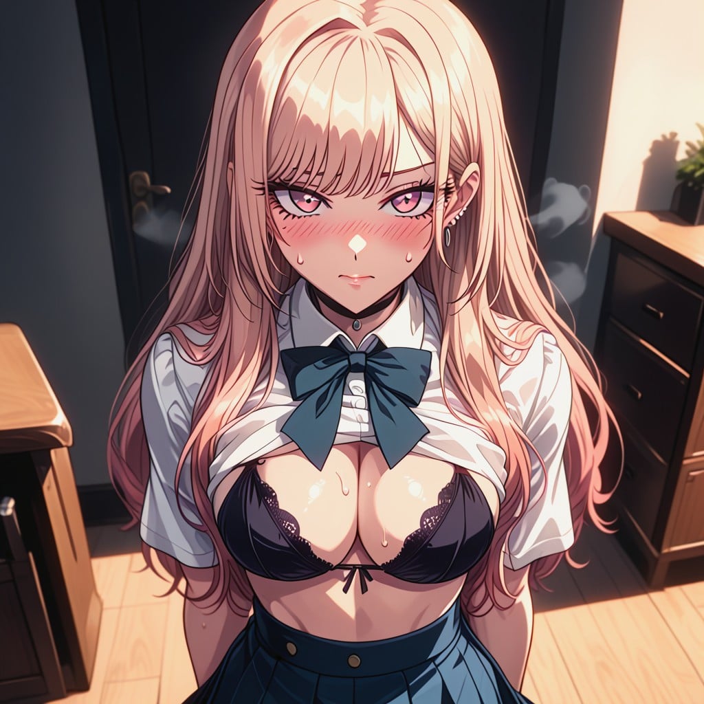 Amazing Quality, Biting Her Clothes, Shy Expression Hentai AI Porn