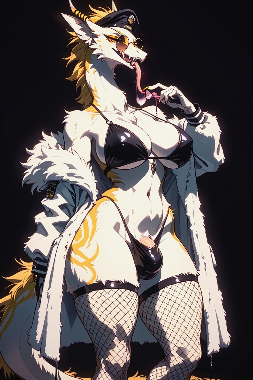 Big Round Sunglasses, Standing, Futanari Bulge Furry AI Porn