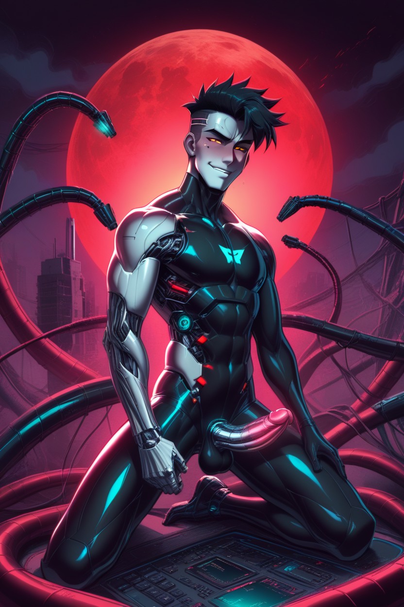 Melkor Mancin Style, Black Robotic Tentacles, Mechanized Arms Twitch AI Gay Porn