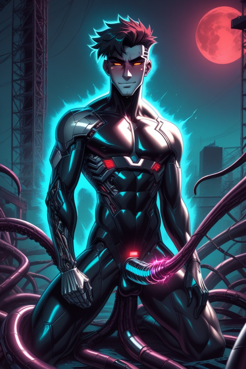 Legs Spread, Archaic And Technological Themes, Tron Aesthetic AI Gay Porn