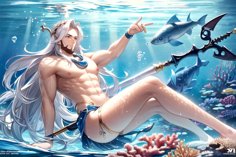 Text Style Bold, Big Hyper Blue Fish, Wearing A Toga Hentai IA