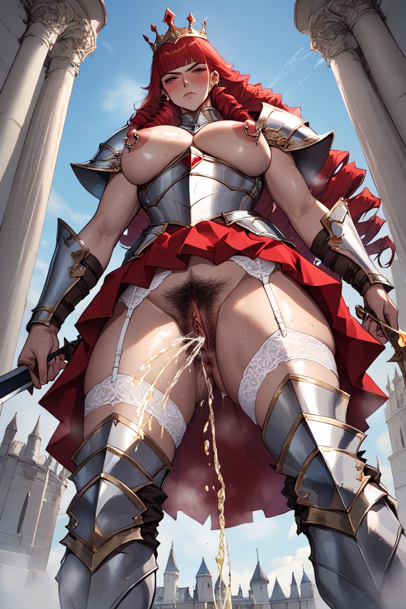 Master Piece, Wearing Golden Full Armor, Hairy Pussy Hentai AI Porn