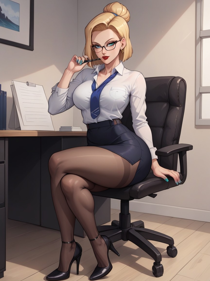 Full Body, Black Glasses, Skirt Hentai AI Porn