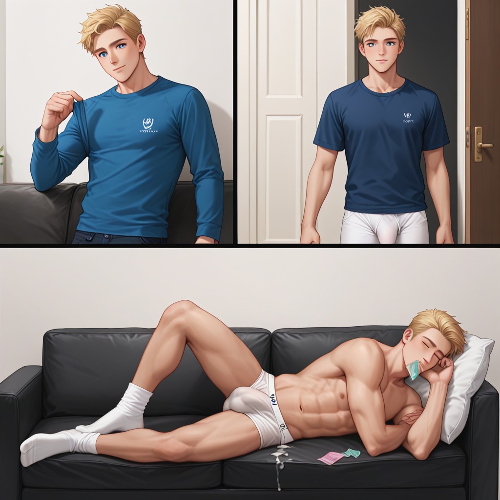 Laying Back Position, Before And After, Socks AI Gay Porn