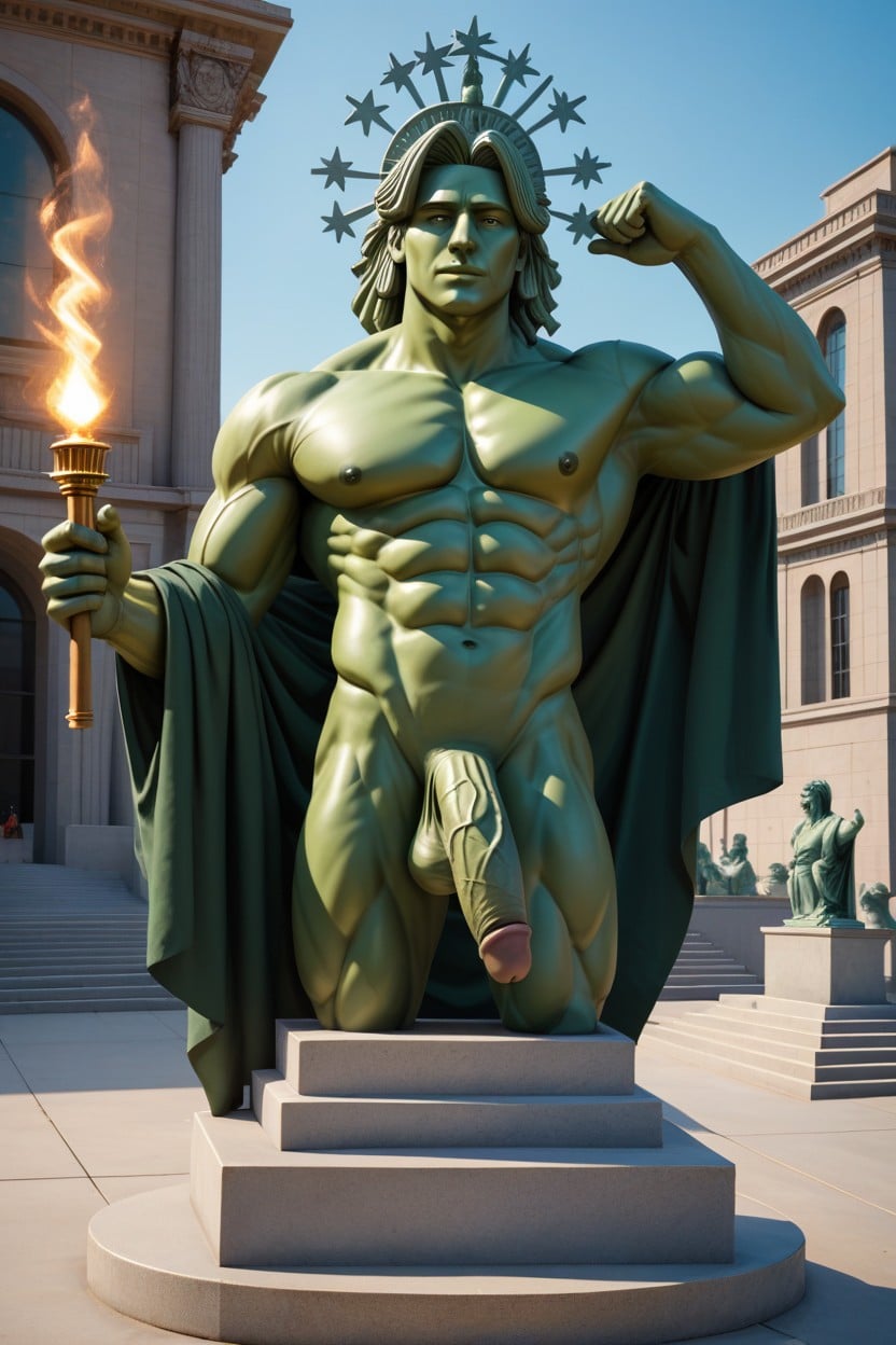Male Statue Of Liberty, Toga, In New York AI Gay Porn