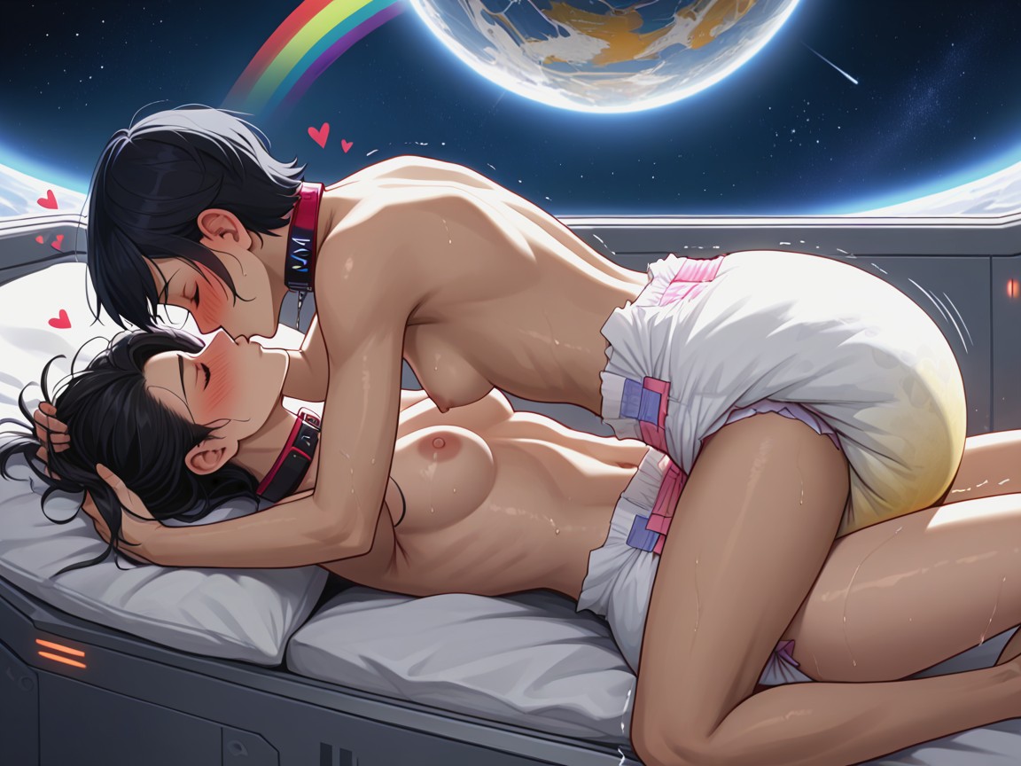 Pyjamas, Snuggling, Backlit AI Porn