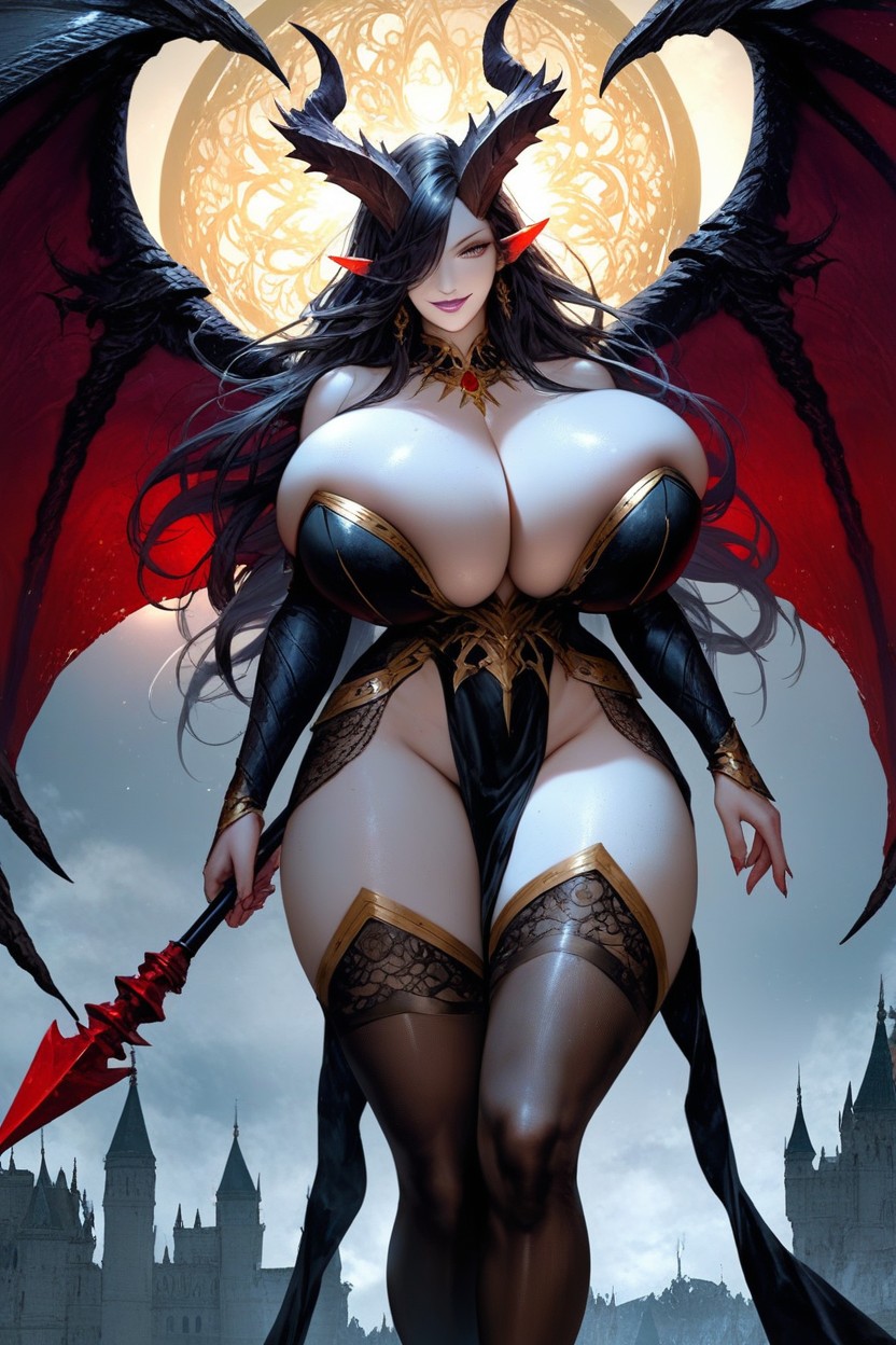 Massive Dragon Wings, Big Ass, Holding Spear AI Porn