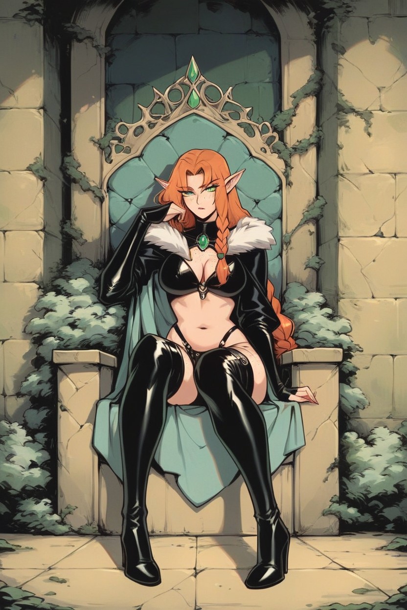 18+, Sitting On A Throne, Braided Hentai AI Porn