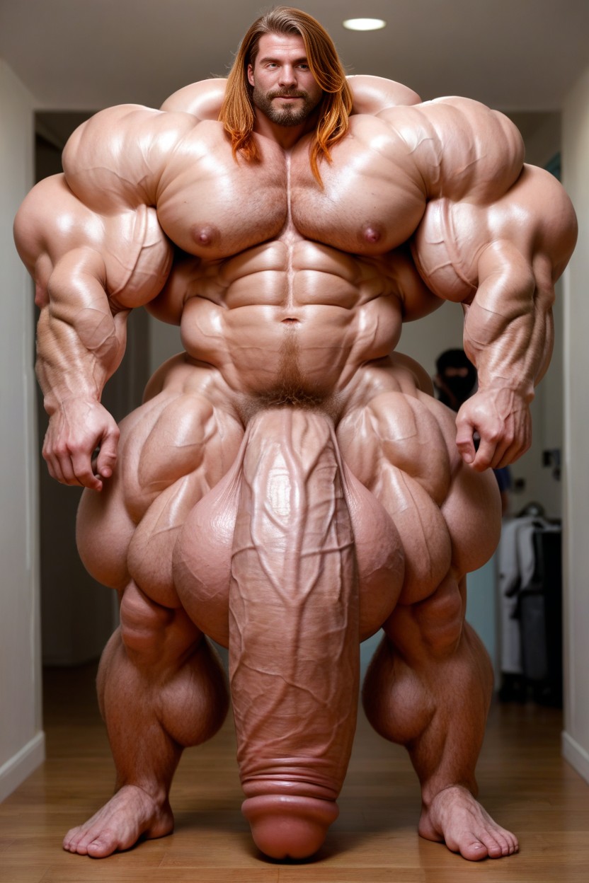 Flaccid Gigantic Penis, Big Balls, 2 People AI Gay Porn