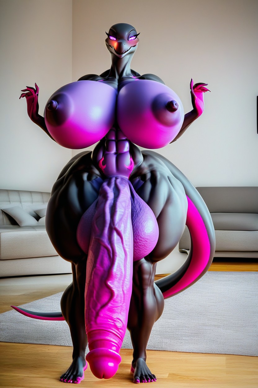 Breasts Bigger Than Head, Hyper Futanari Cock, Extremely Large Ass Furry AI Porn