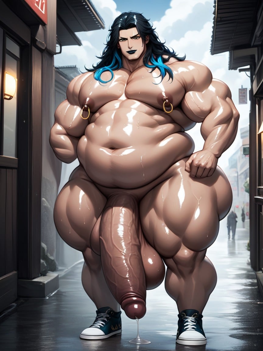 Penis Bigger Than Body, Long Hair, Rainy AI Gay Porn