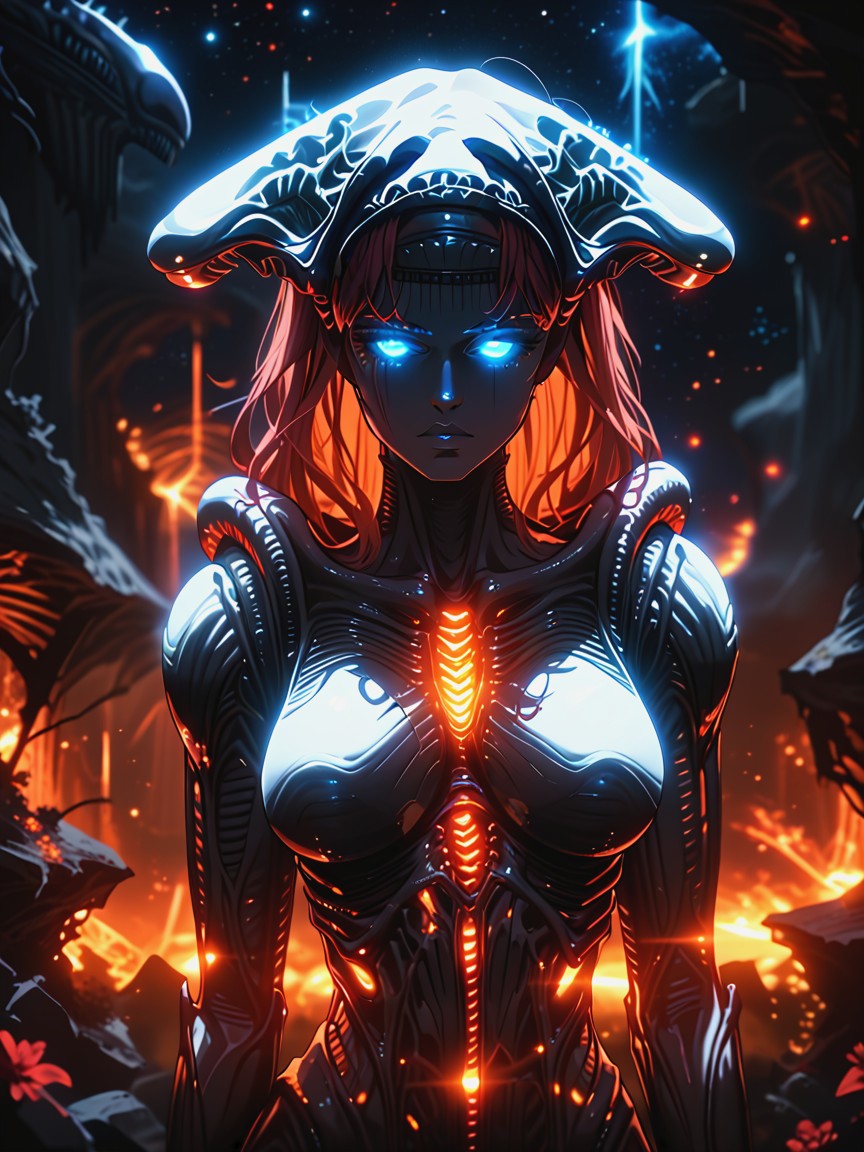 Glowing Blue Lights, Dimly Lit, No Humans AI Porn