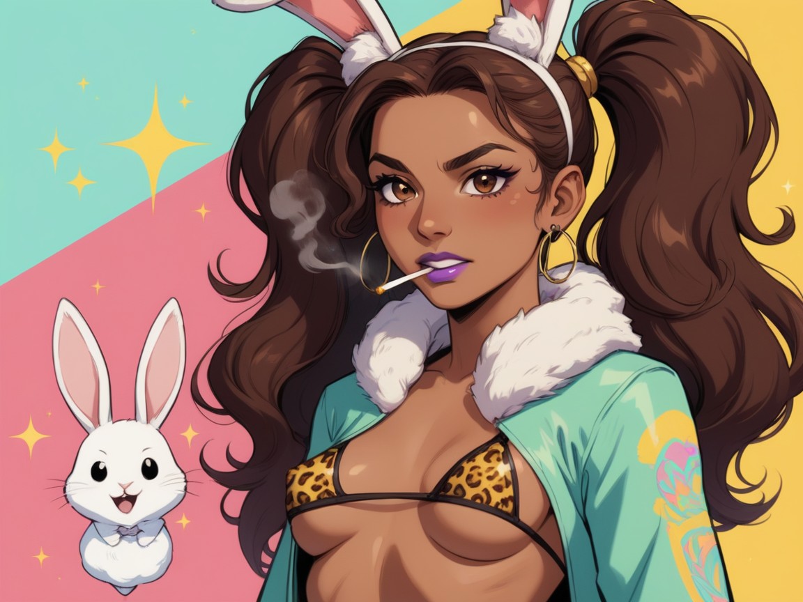 White Bunny Tail, Wide Round Hips, 확대 라틴 AI 야짤