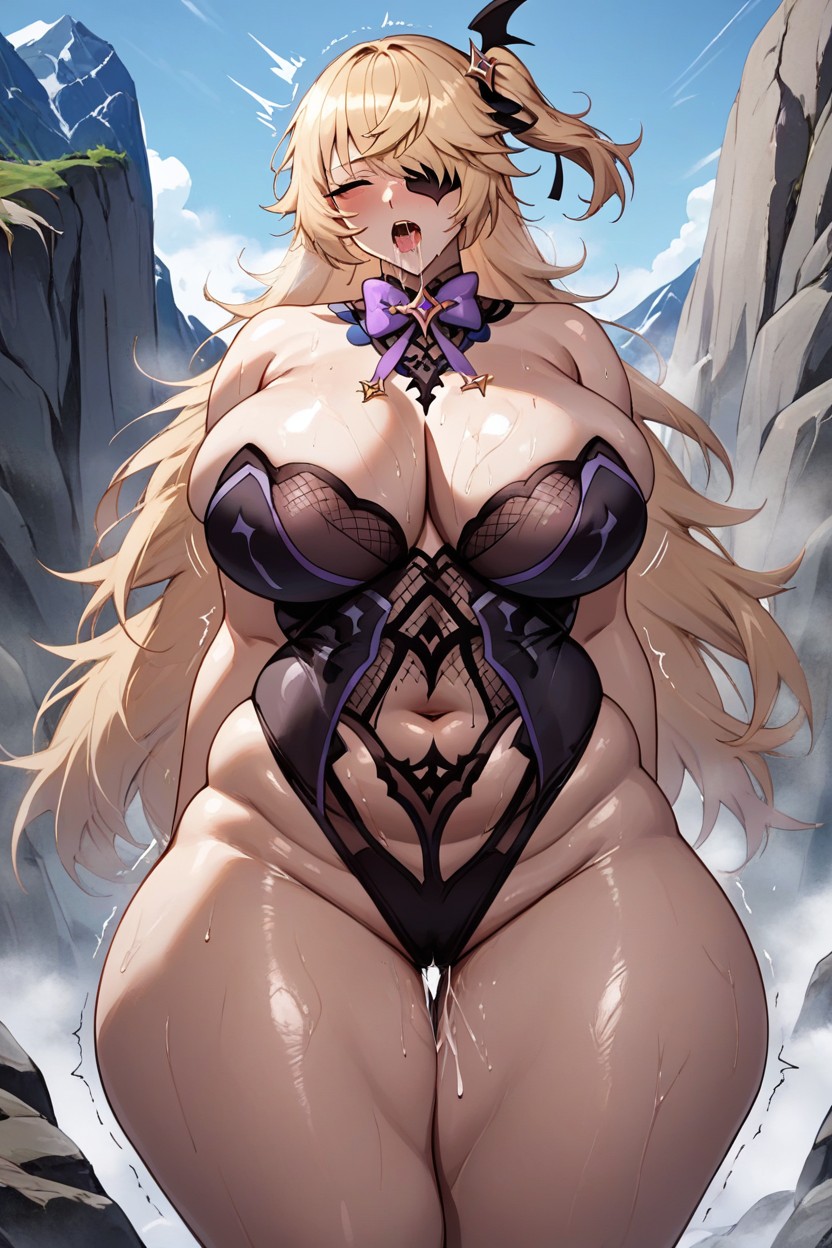 Thicc Thighs, Horny, Huge Breasts Hentai AI Porn