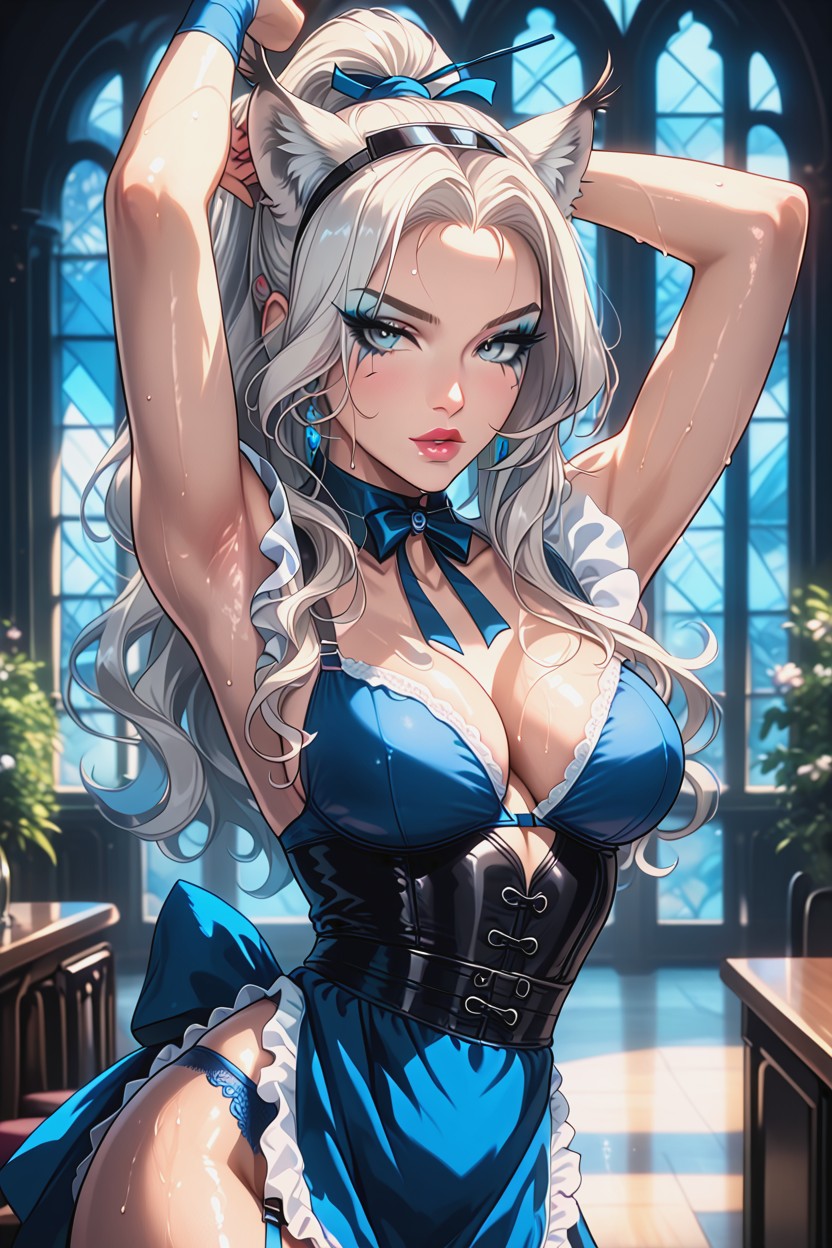 Fit, Bangs, Maid Cafe Hentai AI Porn