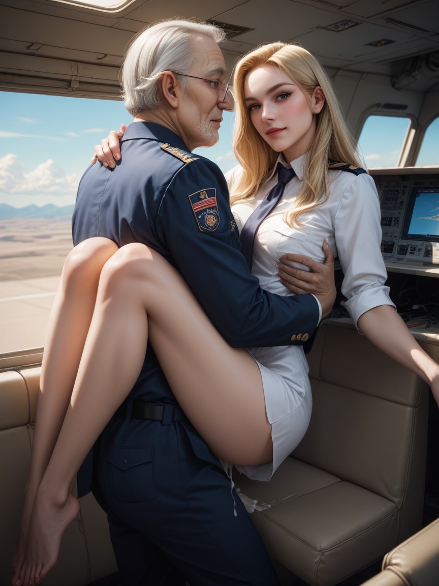 Carry Hug, He Fucks Her, Blonde Hair AI Porn