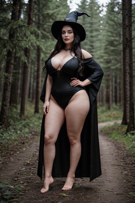 Looking At Viewer, Full Body, Dark Forest Background AI Porn