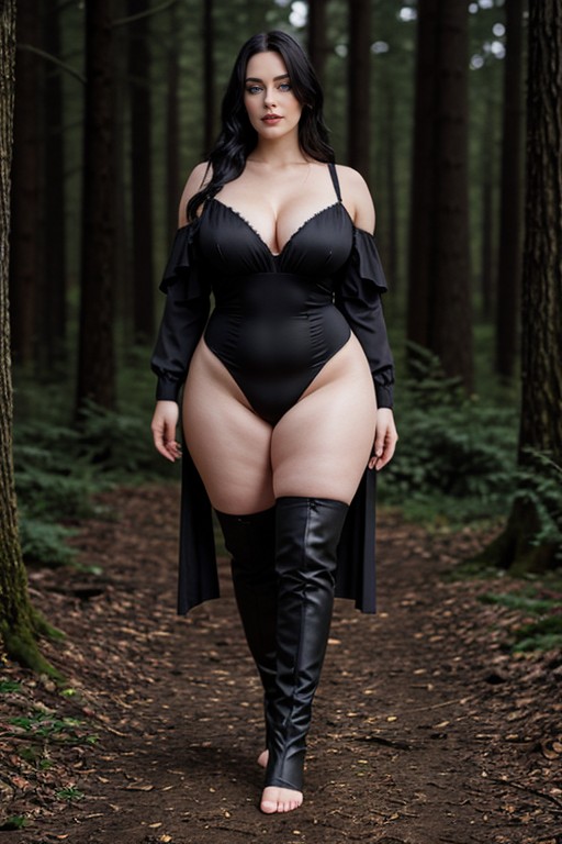Black Witch Clothes, Bare Feet, Bodyuit AI Porn