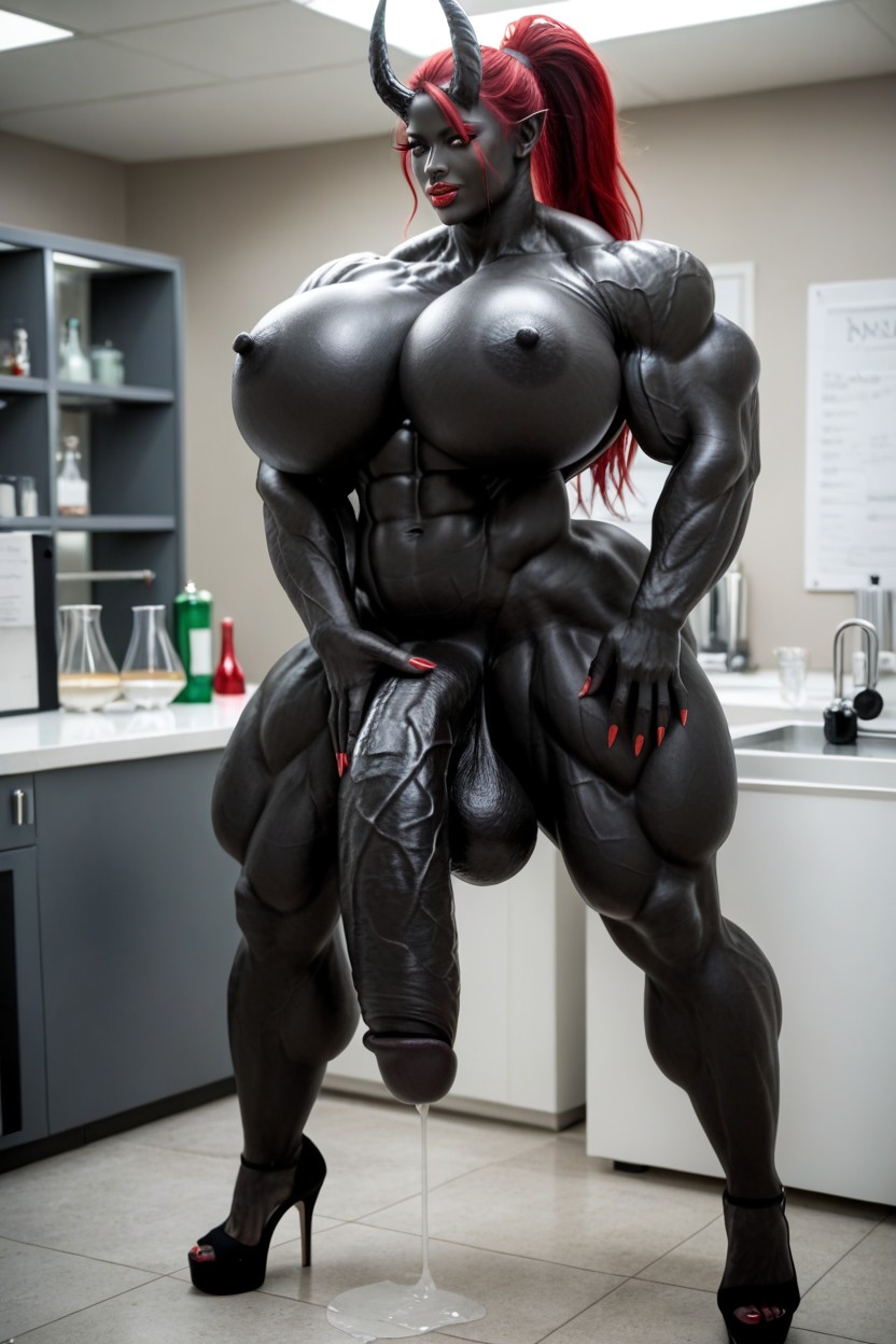Hourglass Figure, Big Oni Horns, Nude Shemale AI Porn