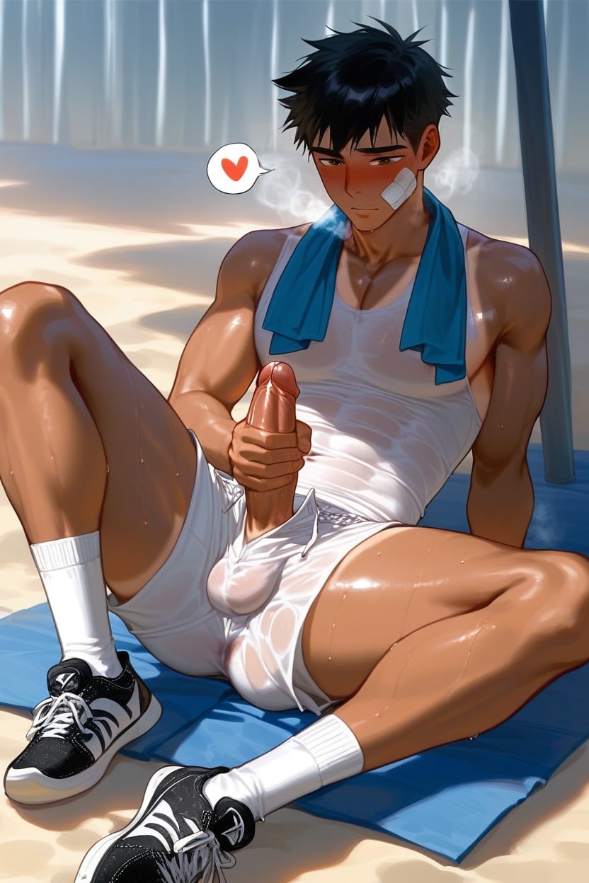 Large Butt, Suntanned Skin, Shorts To The Thigh AI Gay Porn