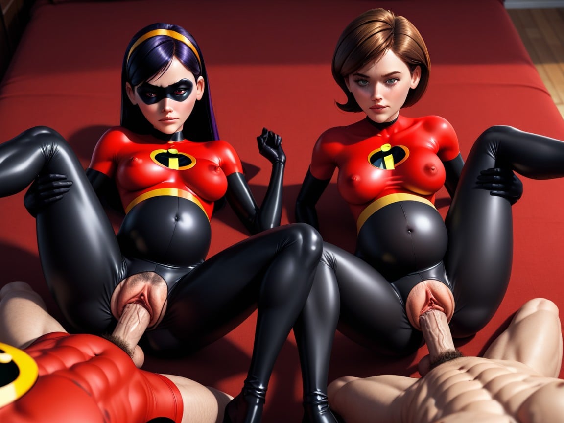 Large Breasts, Big Labia, Red Super Suit AI Porn