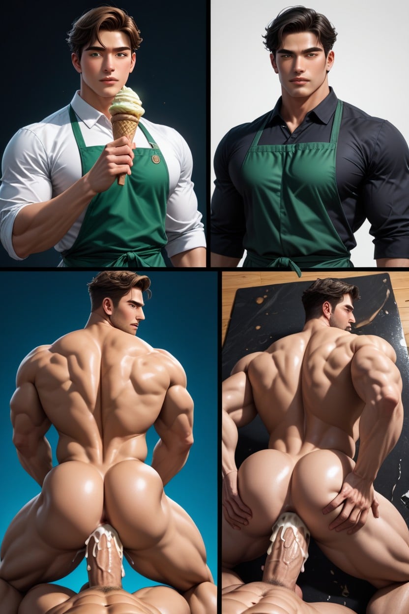Fit, Anal Penetration, Green Apron AI Gay Porn