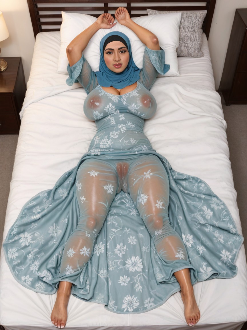 Wear Hijab, Covered Breast, Sweaty AI Porn