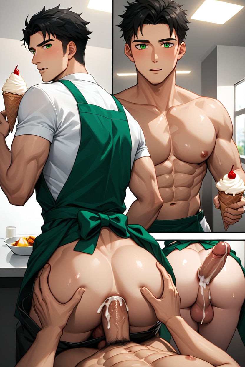 Korean, Ice Cream Shop, 18+ AI Gay Porn