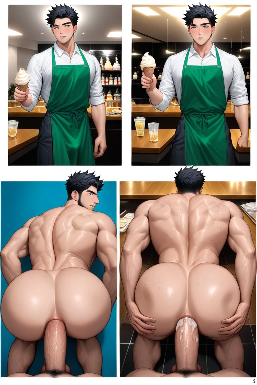 Korean, Side View Wide Angle, Ass Focus AI Gay Porn