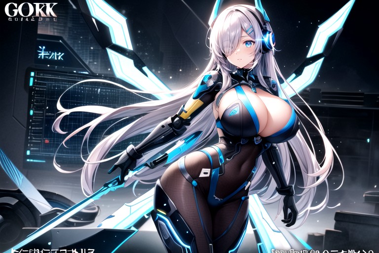 Brunette, Slight Cyborg Body, Athena Wears Futuristic Armor Hentai AI Porn