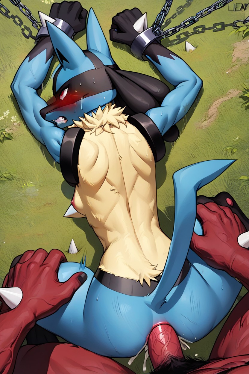 Delgada, Female Lucario From Pokemon, Pechos Pequeños Furry IA
