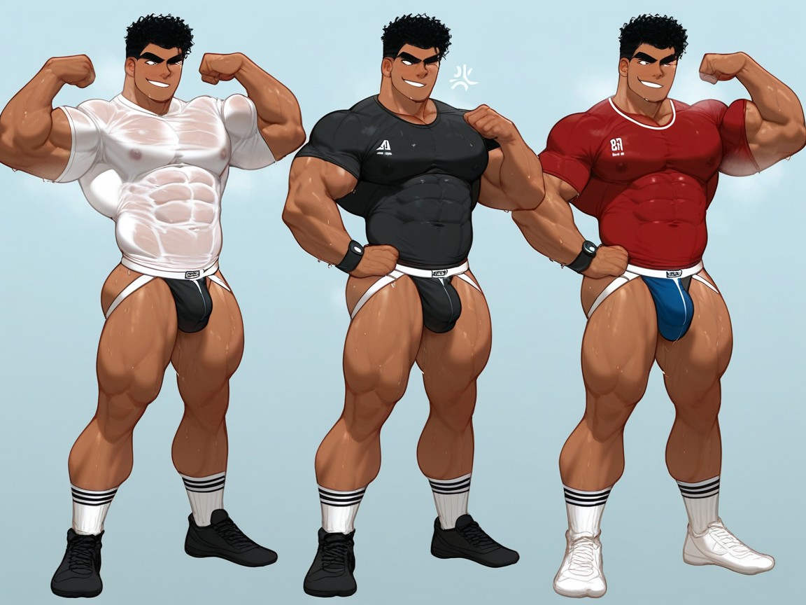 Smirk, Muscular Man, Multiple Views AI Gay Porn