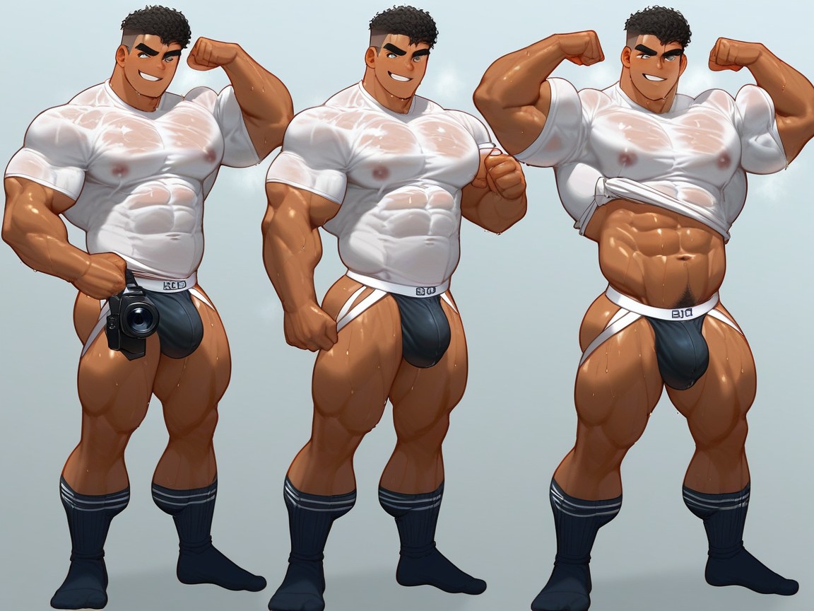 Smirk, Standing, Wearing Red Jockstrap AI Gay Porn