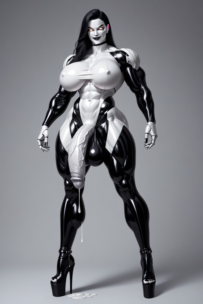 Shiny Skin, Muscular Arms, Hyper Muscular Thighs Porno IA transsexuelle