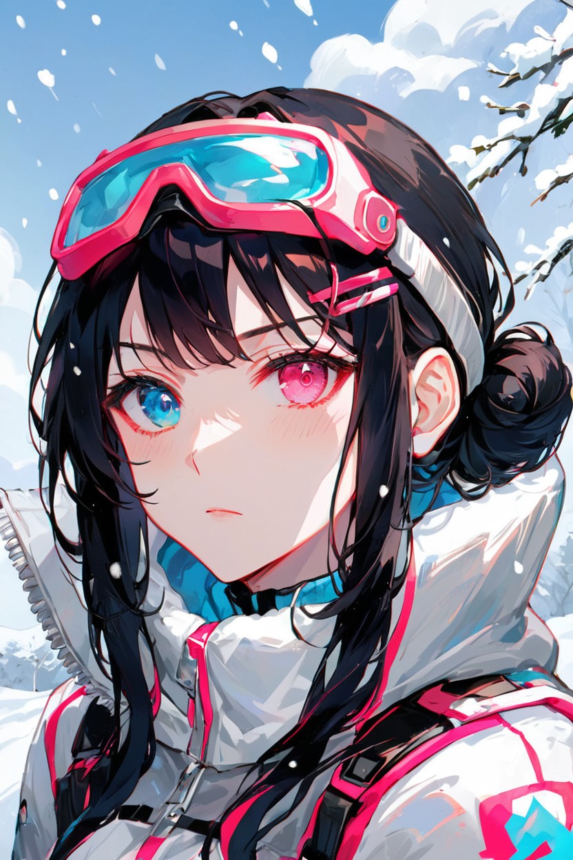 High Hair Bun, Long Black Hair, Long Length Hentai AI Porn