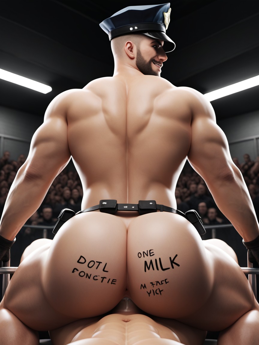 Bottom Grabbing Jail Cell Bars Above, Hole Milks Dick Like A Machine, Hole Is Powerful AI Gay Porn