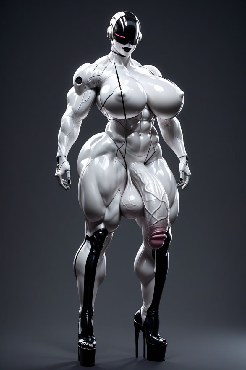 White Latex, Thick Thighs, Robot Woman Porno IA transsexuelle