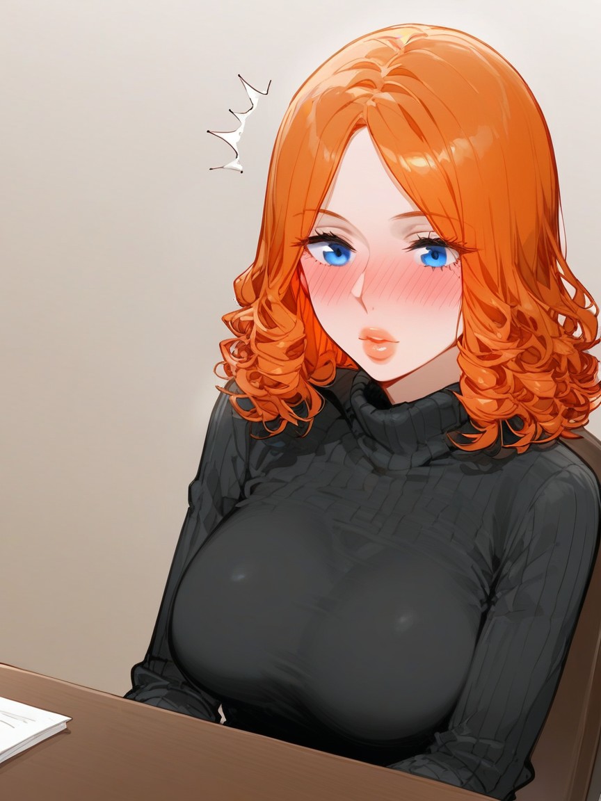 Sitting On Chair, Curly, Thick Thighs Hentai AI Porn