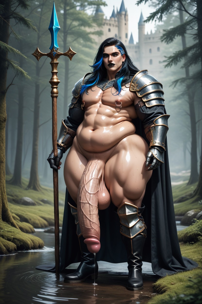 Glossy Skin, Broad Shoulders, Sweaty AI Gay Porn