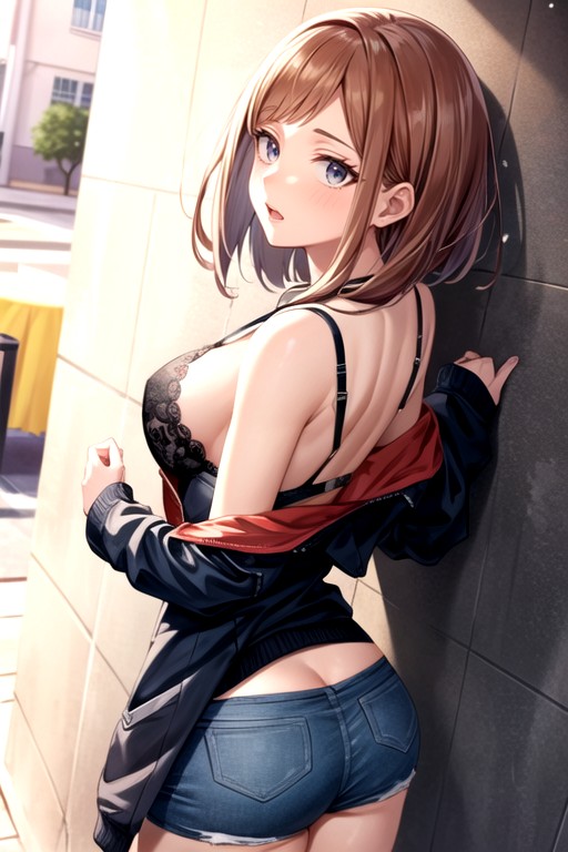 Bra, 18+, Pressed Against The Wall Hentai AI Porn
