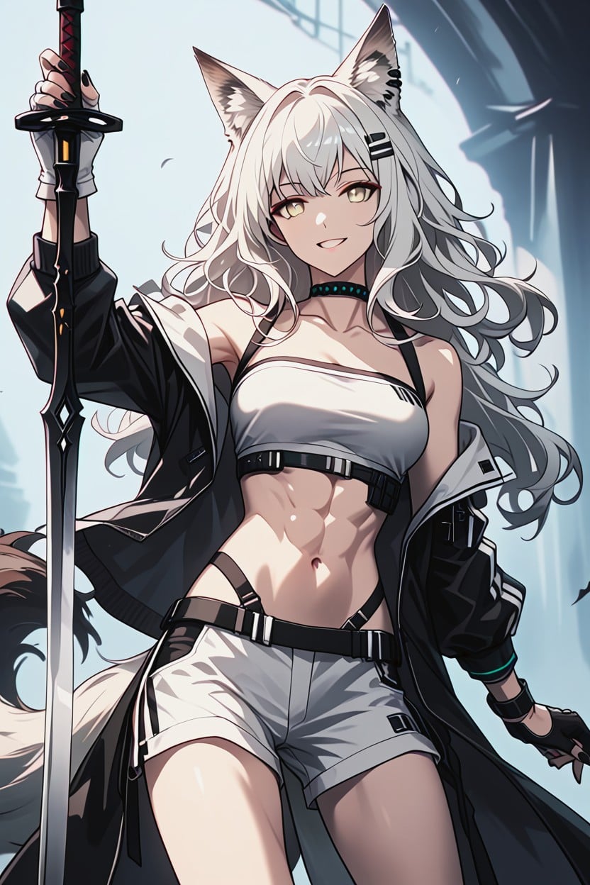 Tube_top, Grey_eyes, Jacket Hentai AI Porn