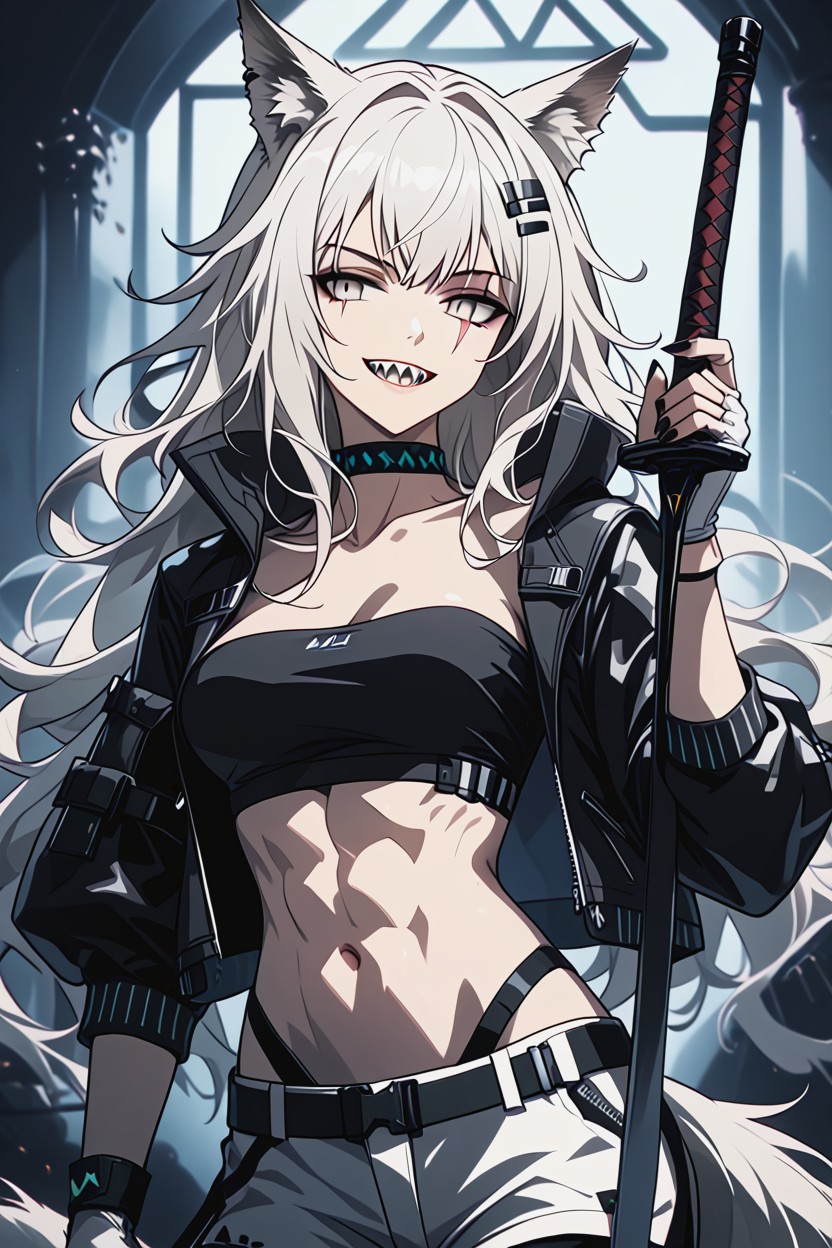 Dynamic Pose, White_eyes, Looking_at_viewer Hentai AI Porn