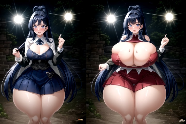 18+, Gothic, Long Straight Black Blue Hair Hentai AI Porn